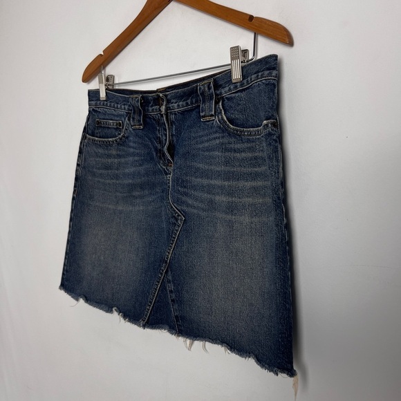 Vintage J. Crew Factory Women's Sz 31 Denim Skirt Frayed Edge Medium Wash Boho - Picture 6 of 9